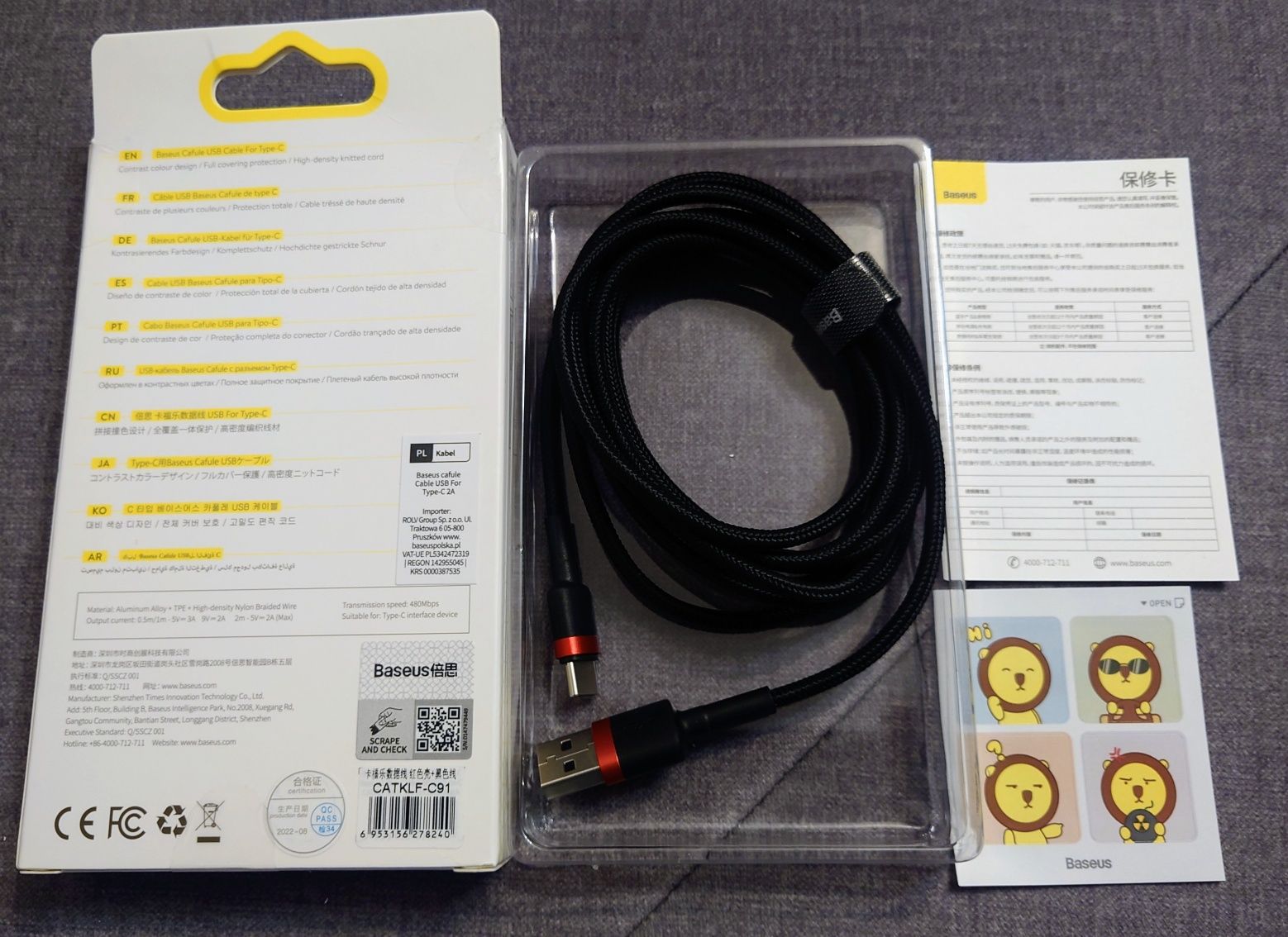 Kabel BASEUS KABEL USB-C TYP C Quick Charge 3.0 2A 200cm