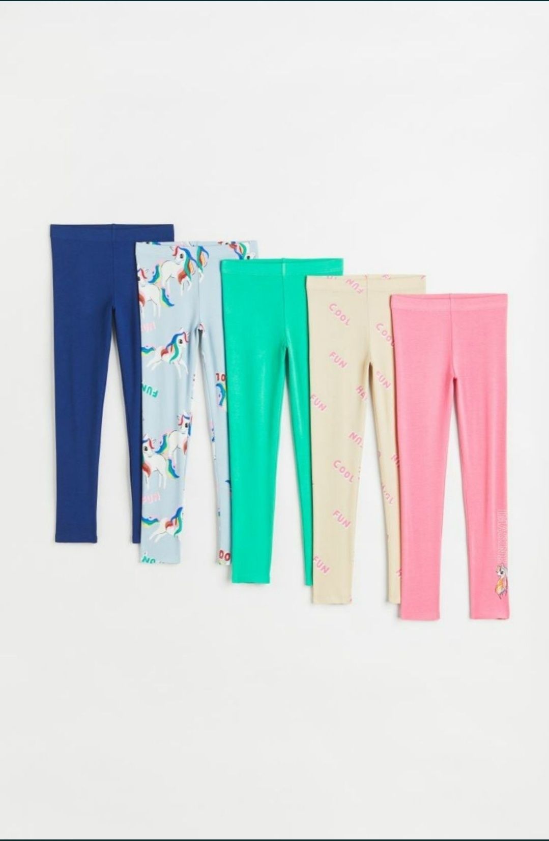 NOWE legginsy spodnie H&M 5-pak r. 128/134 bawełna jednorożec zestaw