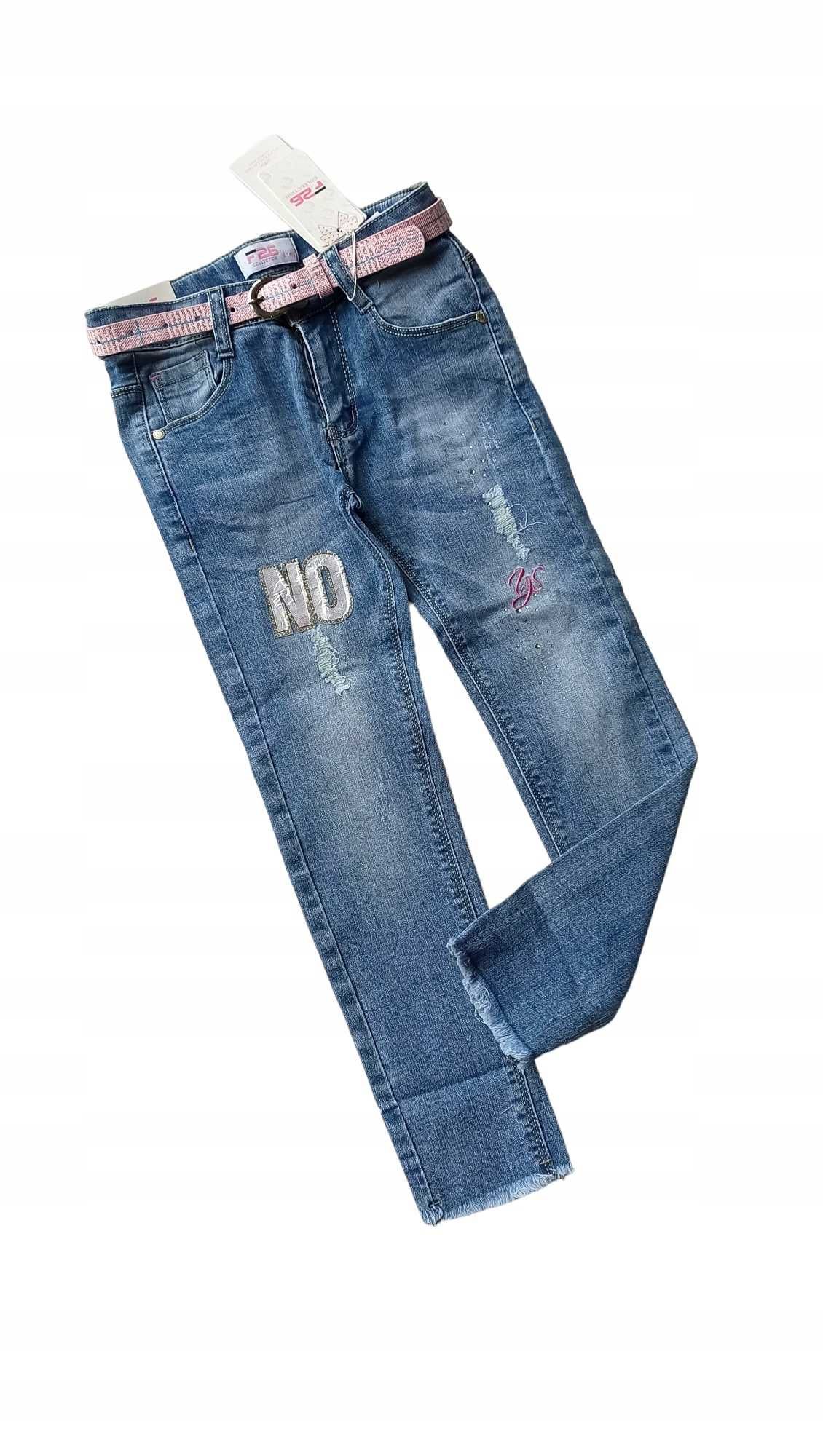 Spodnie jeans dla dziewczynki na gumce nowy 98-104