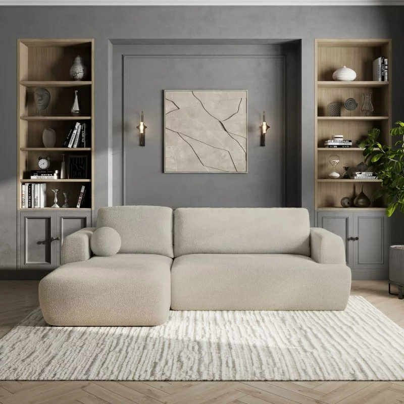 Nowy narożnik beżowy kanapa sofa krem plusz funkcja spania pojemnik