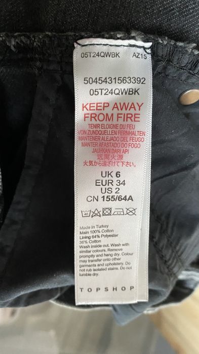 Spodenki TOPSHOP 34 jeansowe szorty damskie bawełna czarne