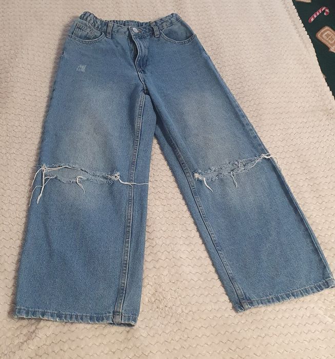 Szerokie luźne spodnie jeansowe dżinsowe rozm 146