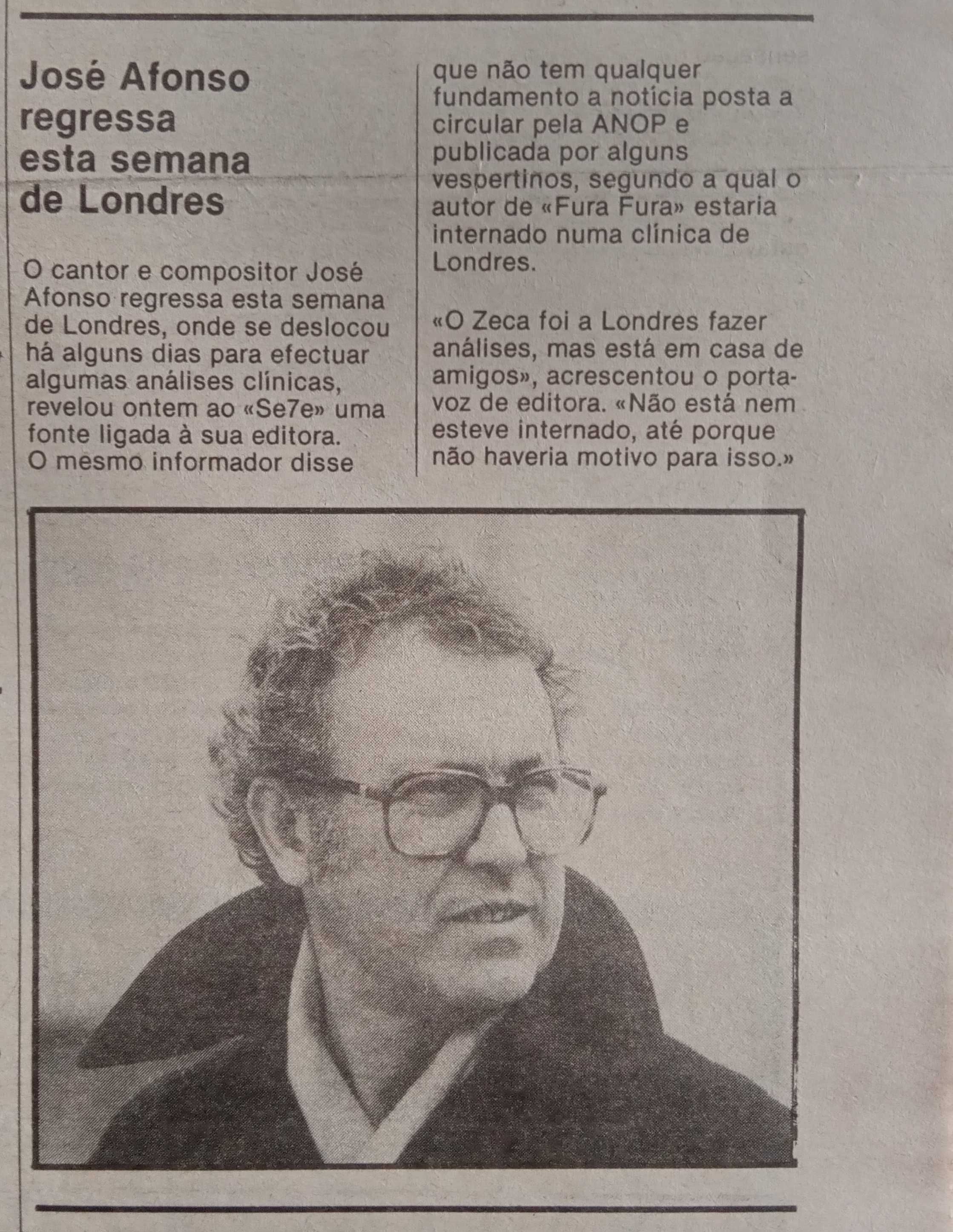 José Afonso	- - -		Se7e - nr. 215	- - - - -	Jornal