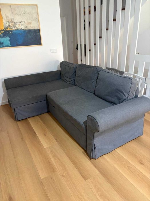 Sofá-cama com chaise longue