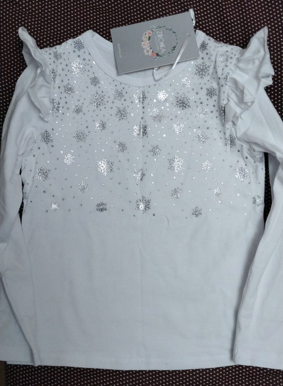 Новогодняя блуза на утренник "Снежинка" + корона, рост 110-116 см