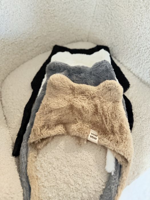 Плюшева шапка з вушками шапка вушанка осінь зима беж біла чорна сіра