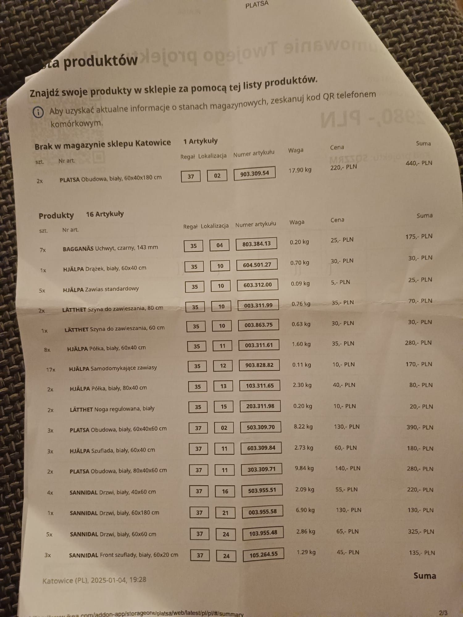 Szafka Platsa Ikea