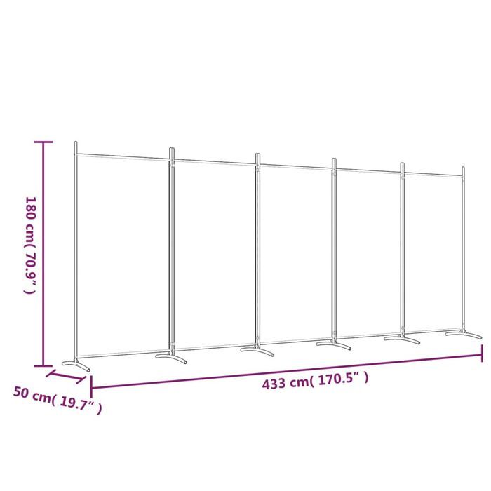 Parawan 5-Panelowy Czarny 433x180 cm