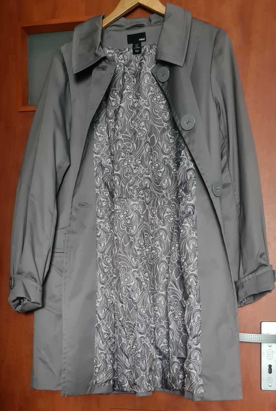 H&M szary cienki płaszcz,trencz roz 46