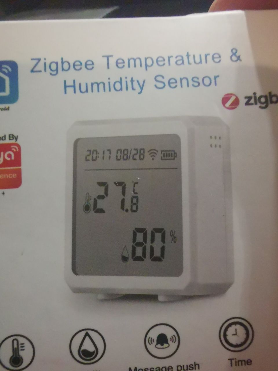 Duży czarny termometr higrometr do systemu Smart Home TUYA Zigbee