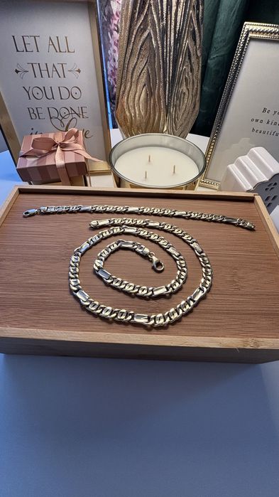 Komplet złoty 585 bransoletka łańcuszek stan nowy laczna waga 47gr