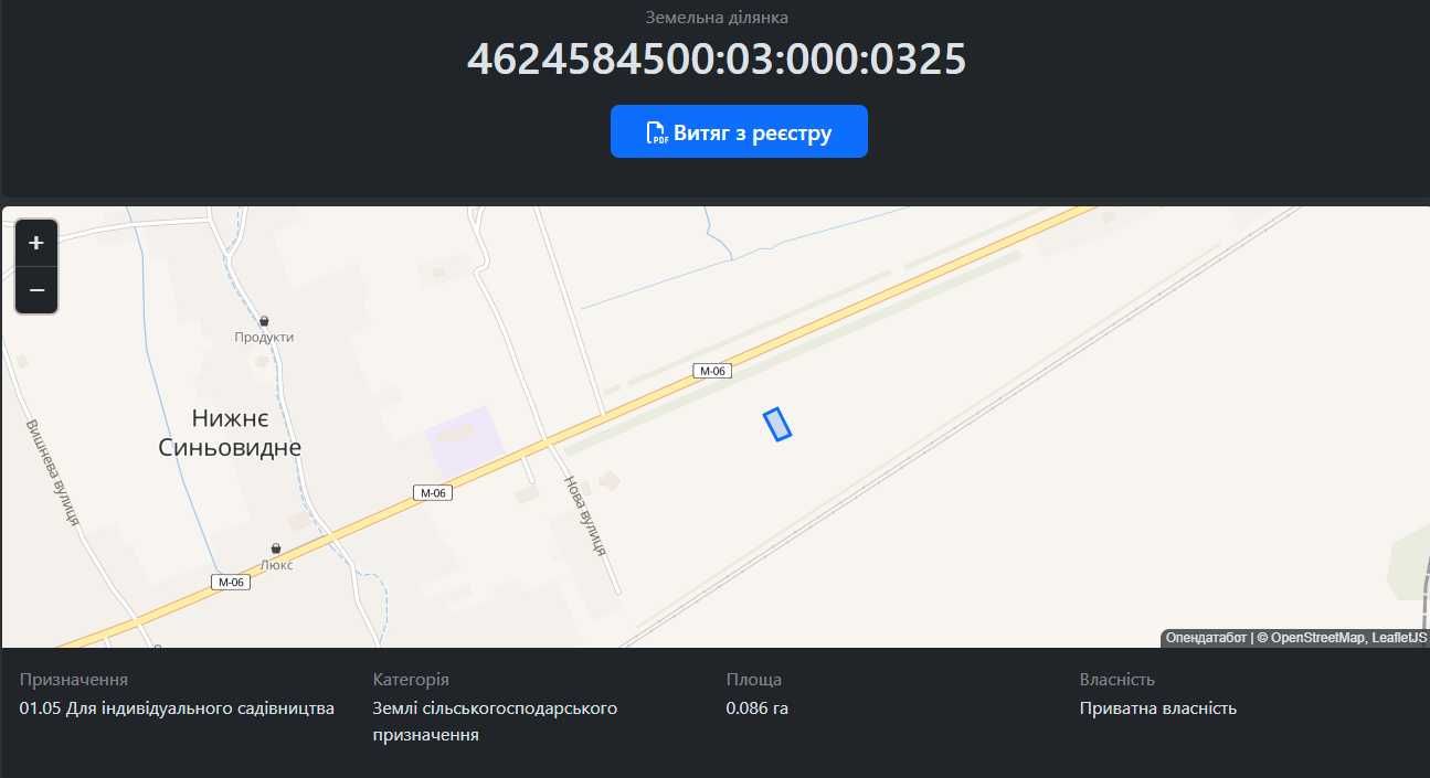продам земельні ділянки в селі Нижнє Синьовиднє