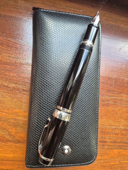 Montblanc PIÓRO Boheme platynowane z syntetycznym czarnym kamieniem.