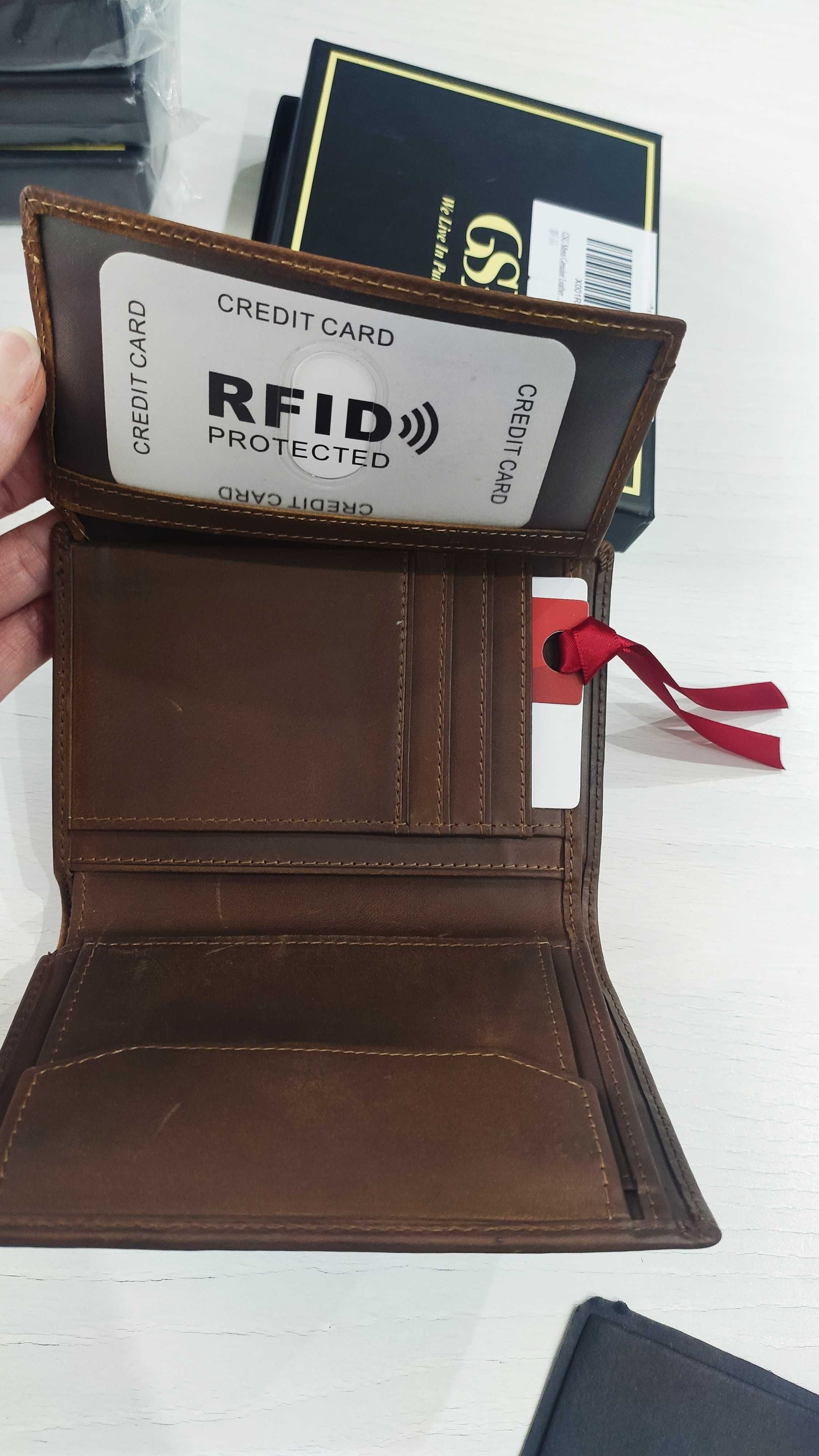 Portfel z prawdziwej naturalnej skóry, blokujące RFID, styl vintage