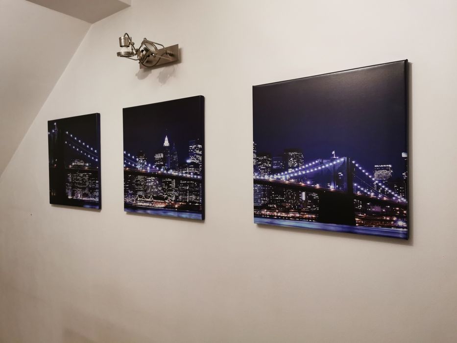 Obraz 3 częściowy Nowy Jork Most Brooklyn nocą