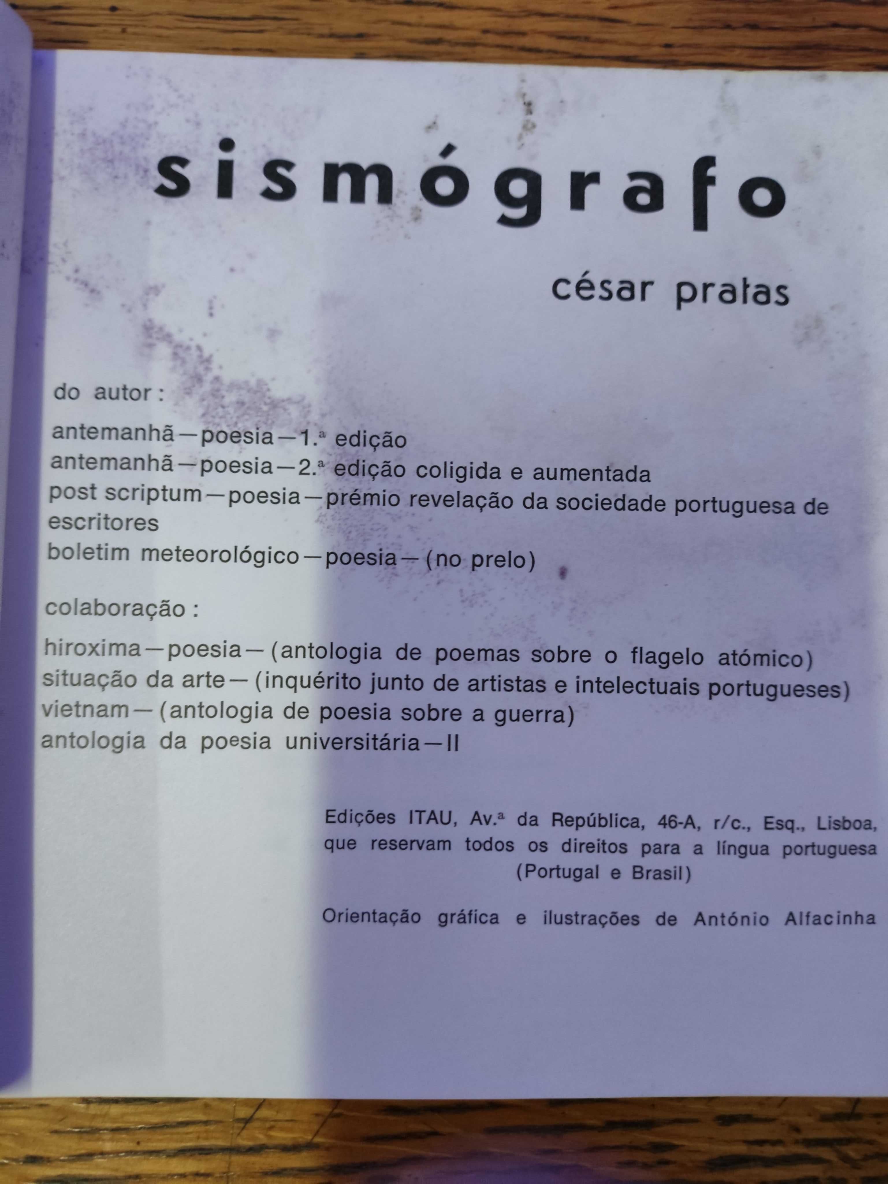 Livro Sismógrafo de César Pratas