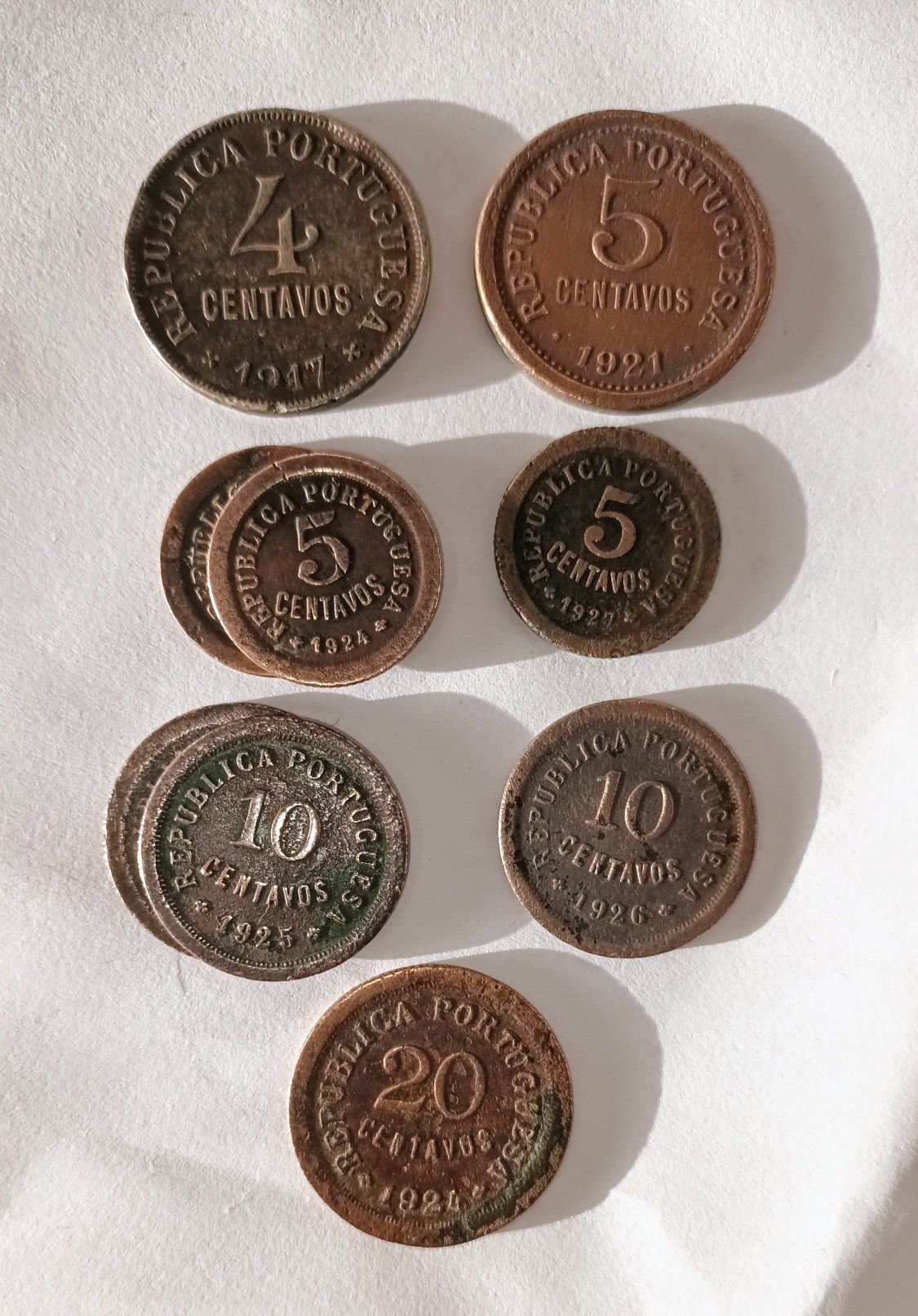 PT- 4 cent.- 1917 ; 5 cent.- 1921/ 24/ 27; 10 cent.- 1925/26;  20c.-24