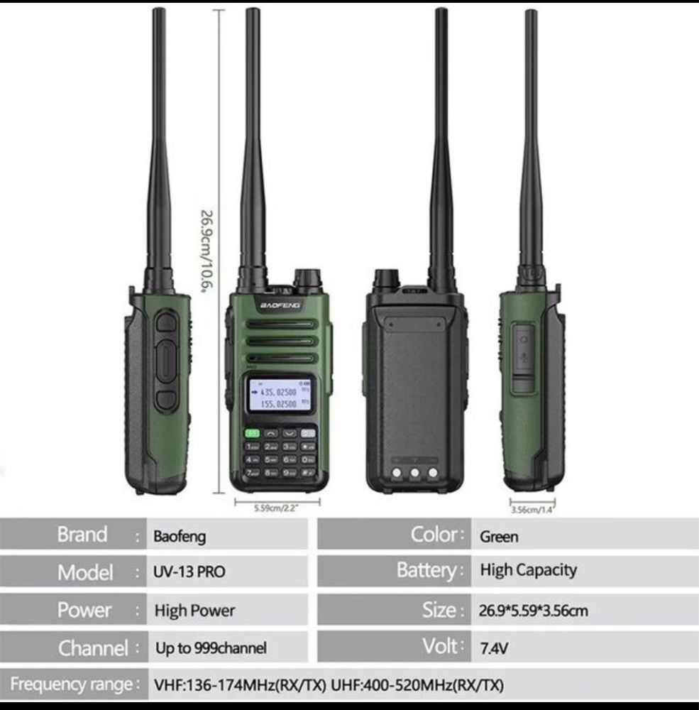 Walkie talkie banda dupla UHF VHF