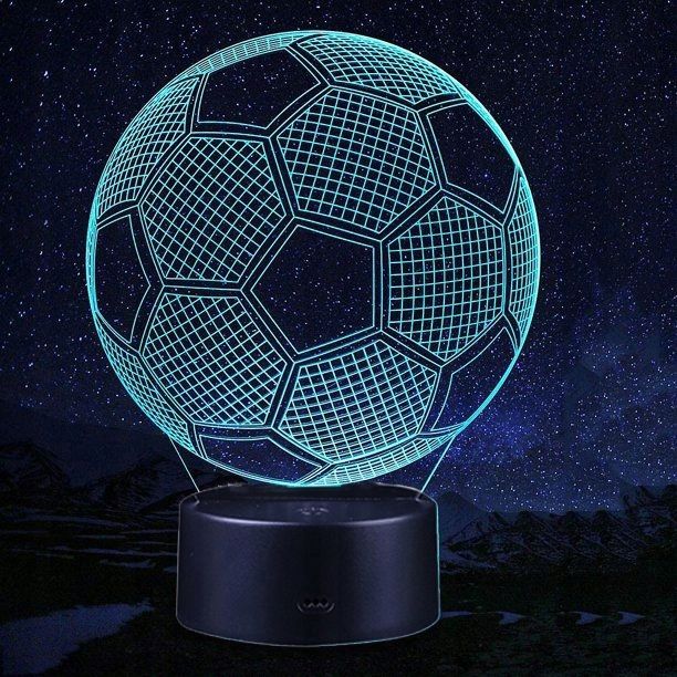 Lampka nocna LED 3D Piłka Nożna RGB z pilotem dla dzieci 22cm