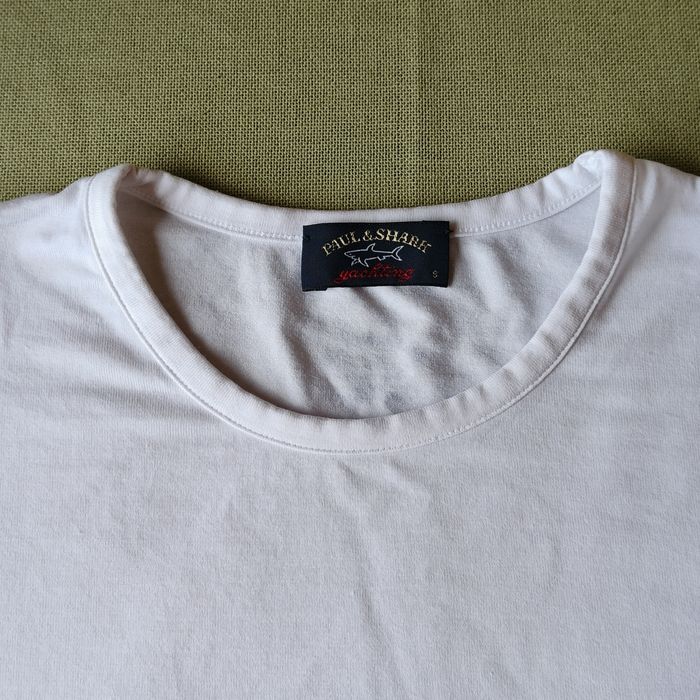 Biały T-shirt z napisem Paul & Shark yachting