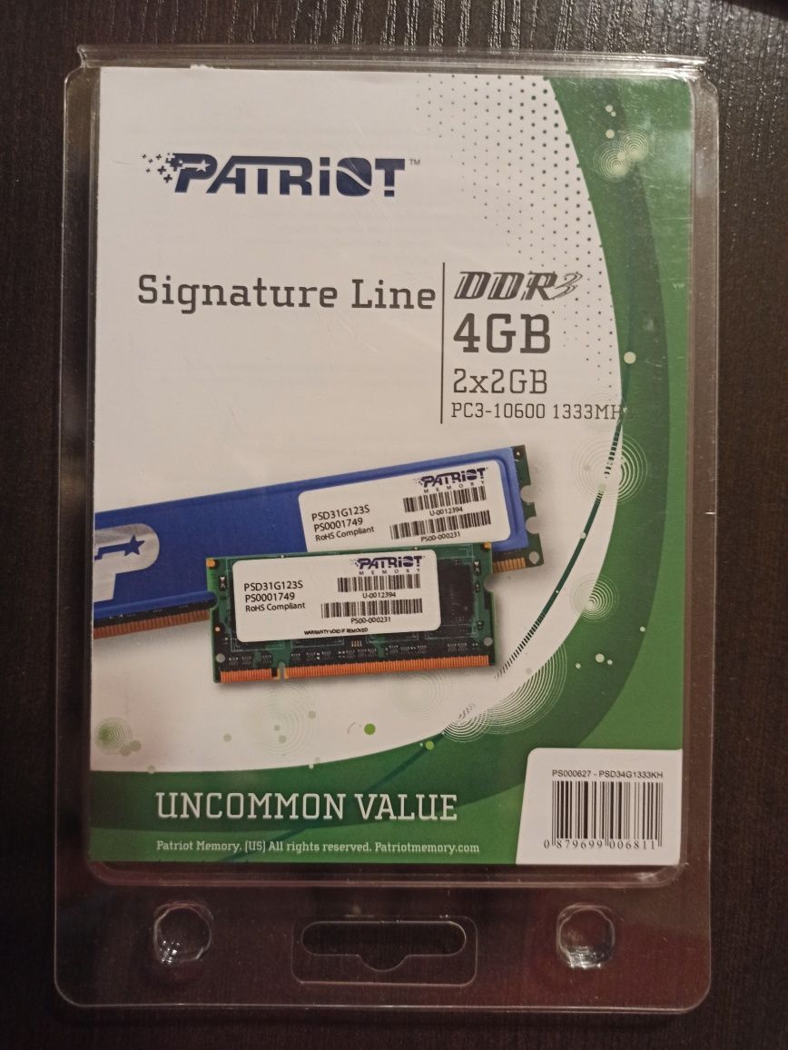 BOX 4GB Pamięć DDR3 Patriot 2x2GB 1333MHz