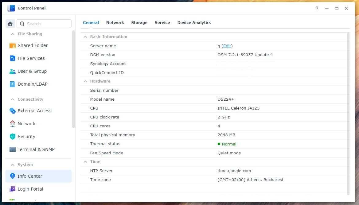 Synology DS224+ 2GB RAM (QuadCore CPU, Docker) DSM 7.2.2