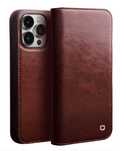 QIALINO Eleganckie Skórzane Etui do iPhone 14 Pro brązowe