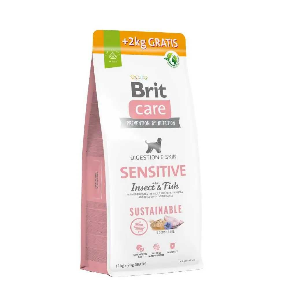 Корм для собак Brit Care Sensitive 12+2 кг - рыба и насеком. Срок11,24