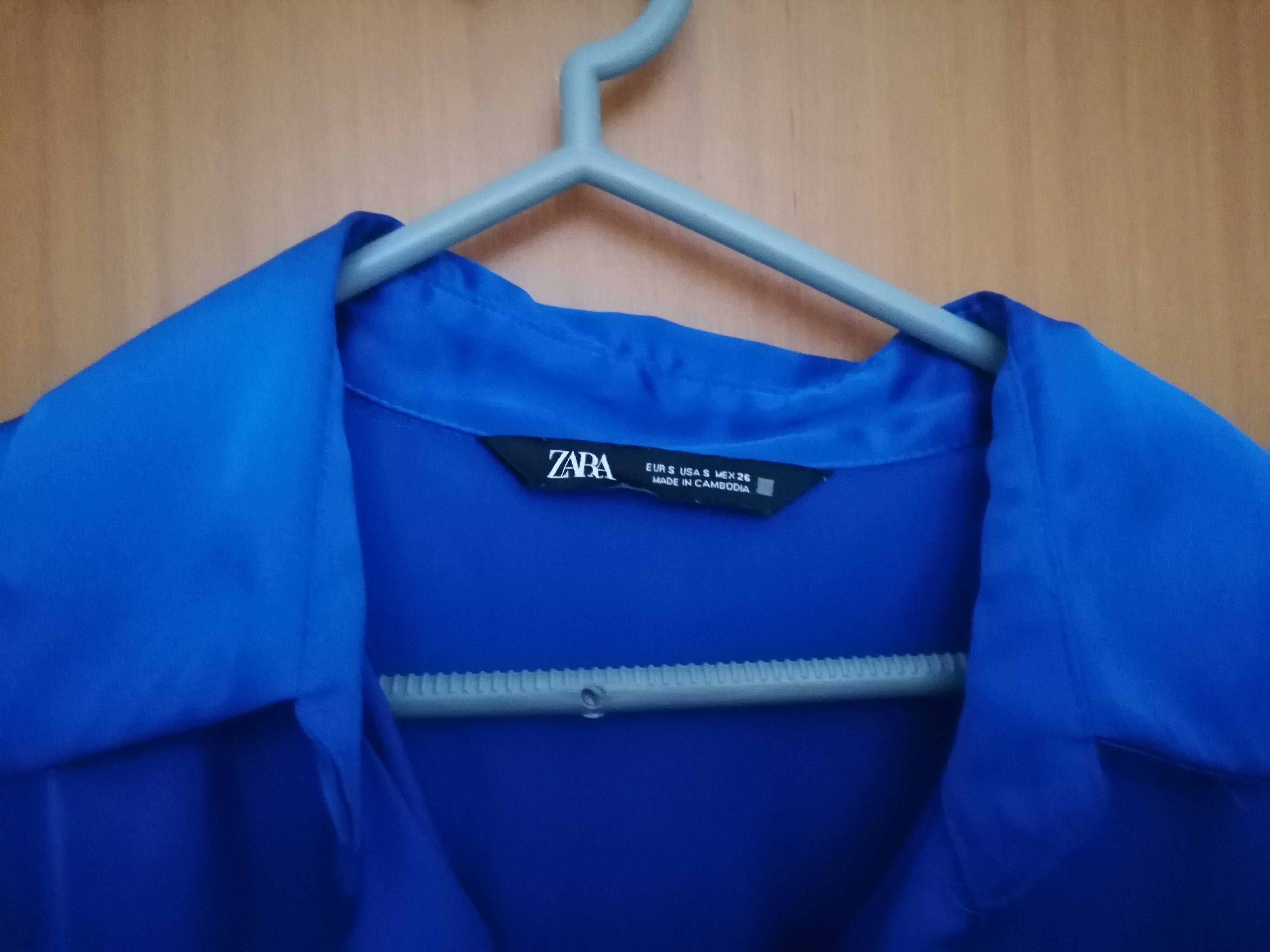 Camisa azul de cetim - Zara