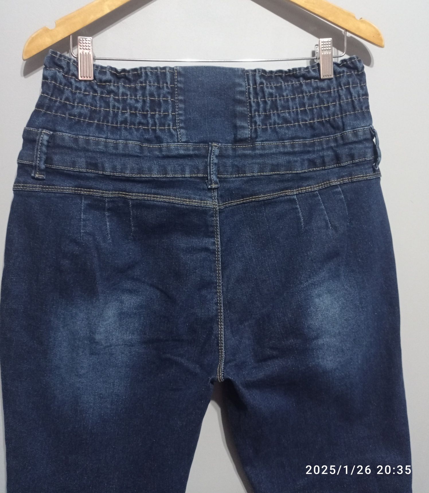 Nowe jeansy 16 XXL 44 wysoki stan guziki dżinsy skinny rurki wygodne