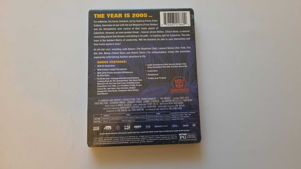 blu ray Transformers the movie 4k steelbook