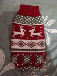 В'язаний светр новорічний з оленем Червоний для собак