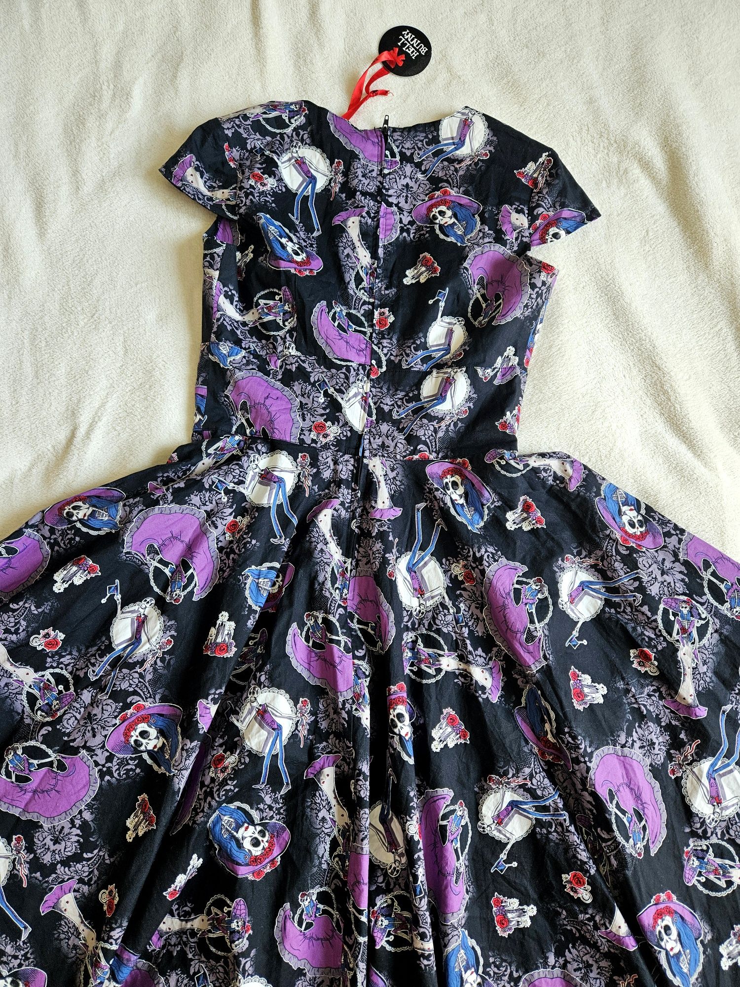 Sukienka rozkloszowana retro midi czaszki hell bunny xs 36 34 36