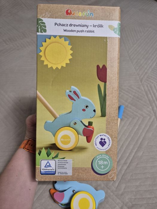 Elefun Pchacz drewniany- królik, 18m+, nowy