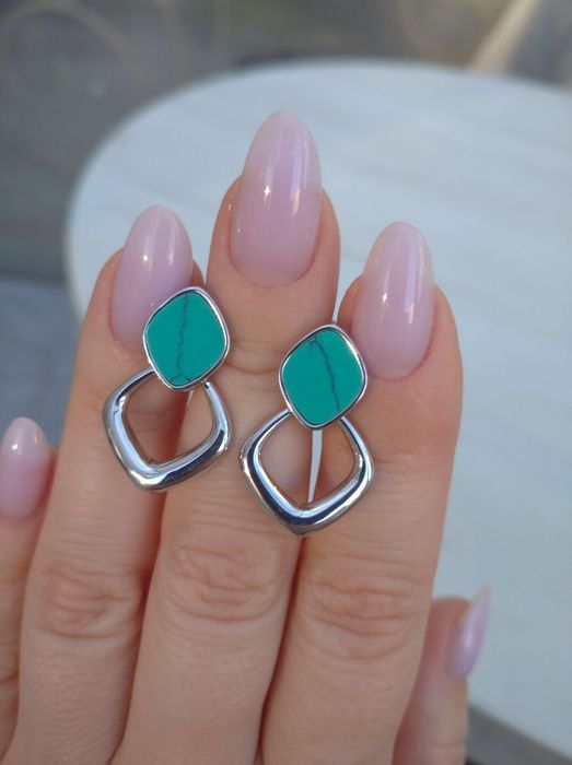 Сережки срібні з натуральним каменем