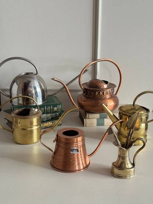 Мідне бронзове латунне кашпо лійка  порцелянове вінтаж латунь медь