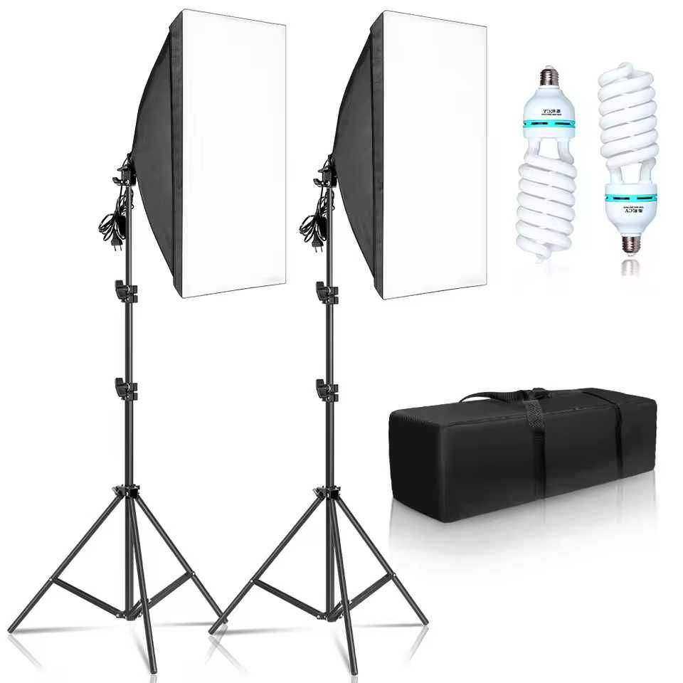 Softbox iluminação contínua 135w kit duplo estúdio fotográfico