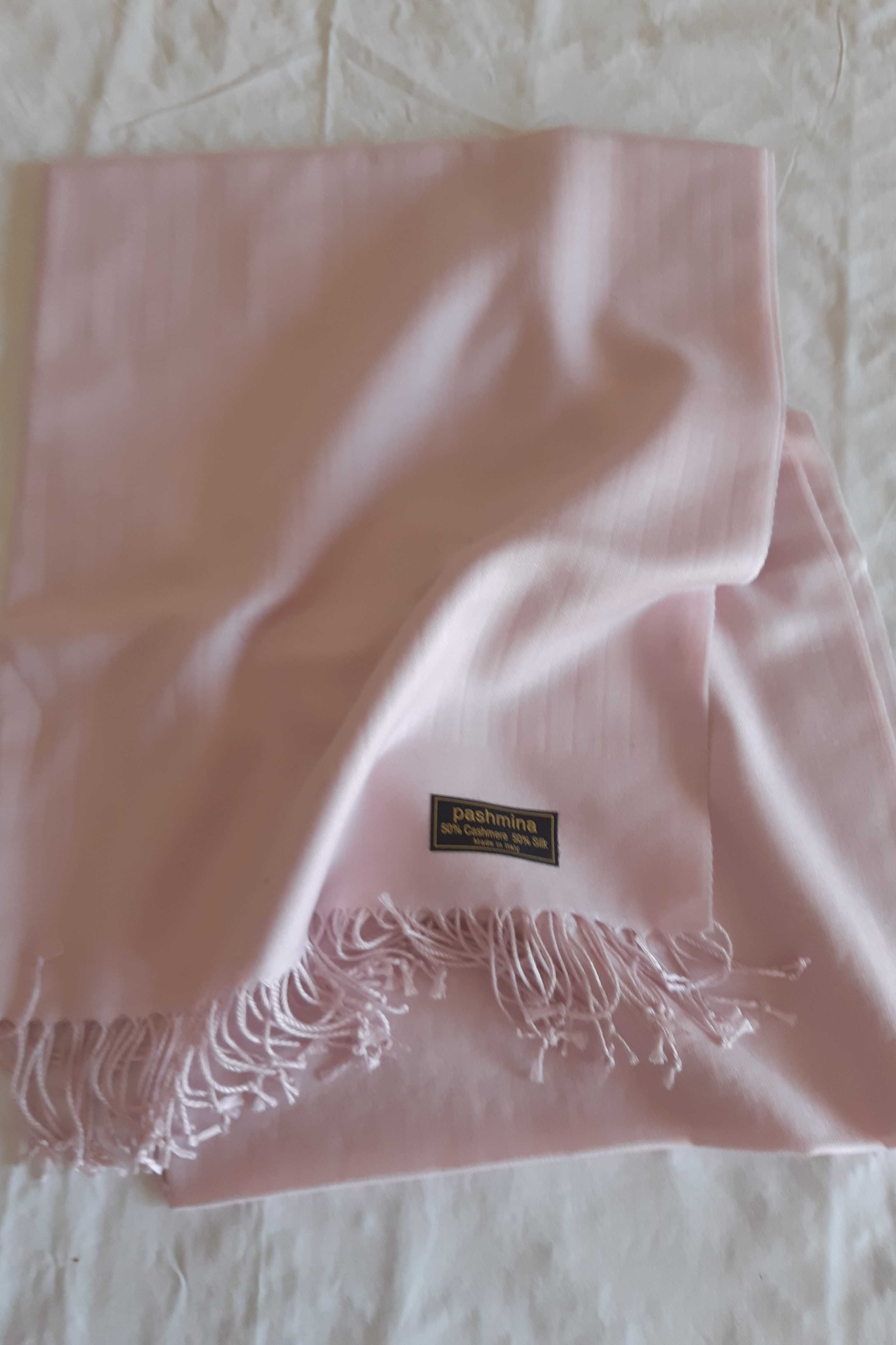 Elegante Echarpe Pashmina Rosa Pálido