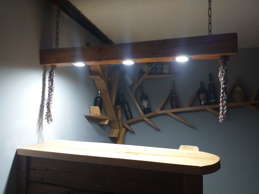 Lampa LED loftowa kantówka handmade