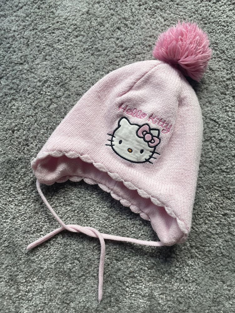 Czapka hello Kitty z pomponem h&m 86 12-18 msc