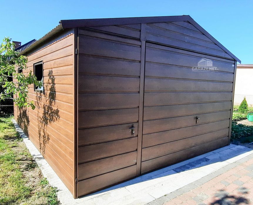 GARAŻ BLASZANY 4m x 7m Dwuspad Brama Uchylna Drzwi 2x Okno 4x7 GB251