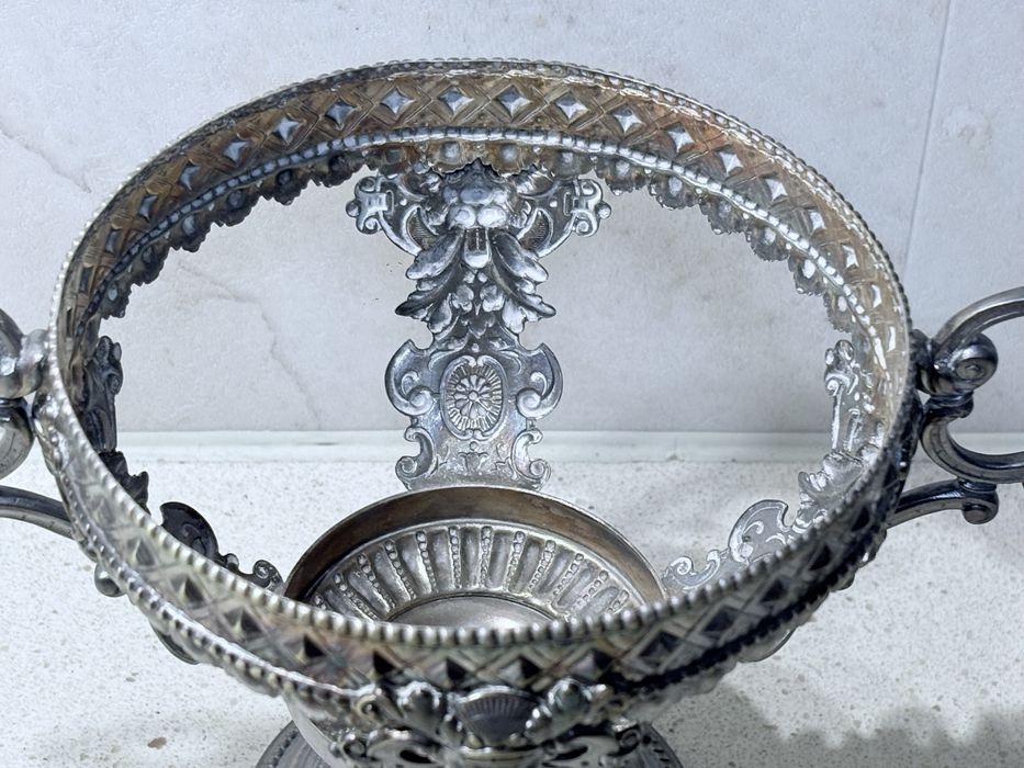 Rara antiga taça  WMF Arte Nova de caviar ou outro com banho em prata