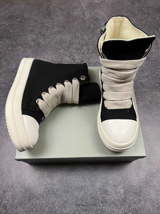 Rick Owens Ramones Jambo Lace Low Black White