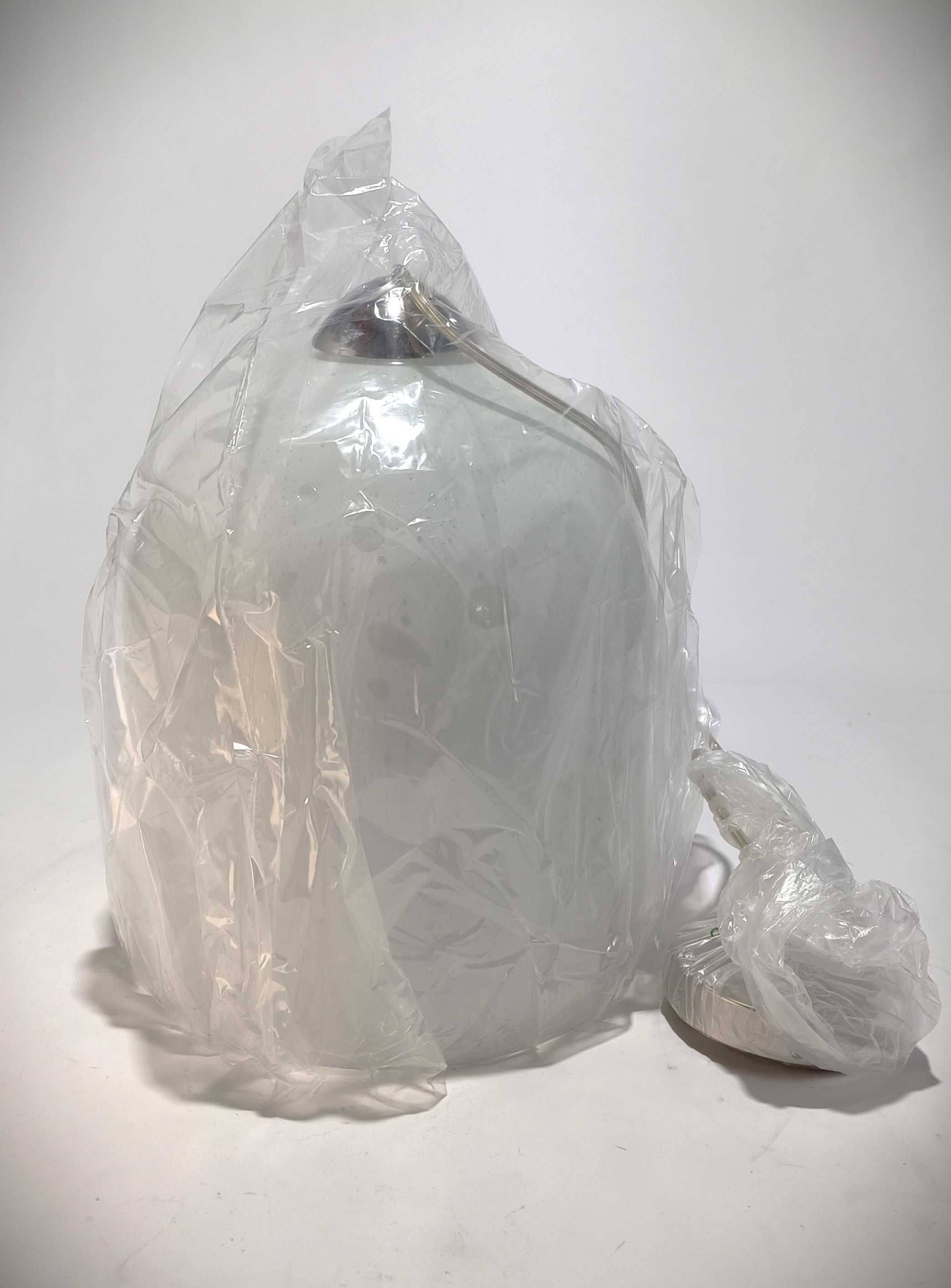 Candeeiro de Teto / Suspensão em Vidro Branco com Efeito Bolha
