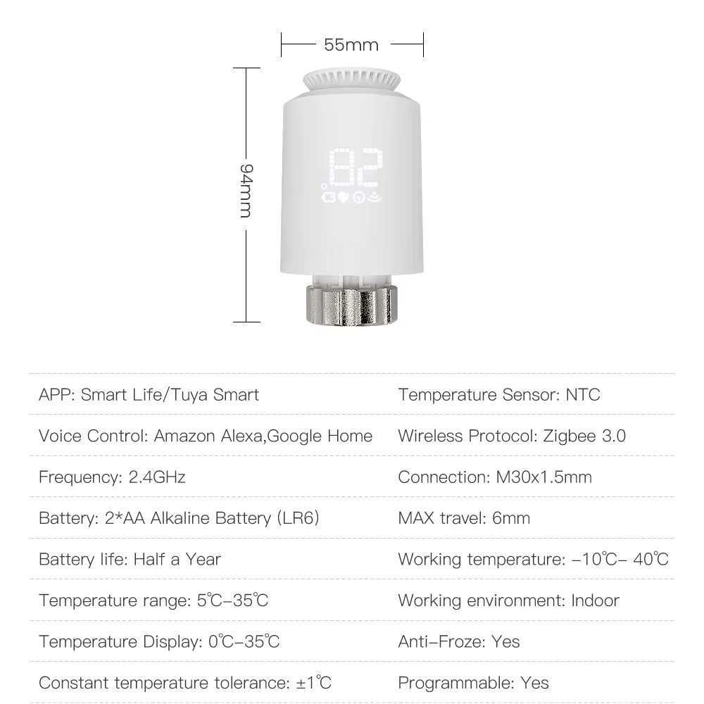 Głowica termostatyczna / Zigbee / Tuya