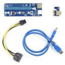 Riser PCI-E 1x - 16x USB 3.0 SATA 6-PIN ver 009s niebieski