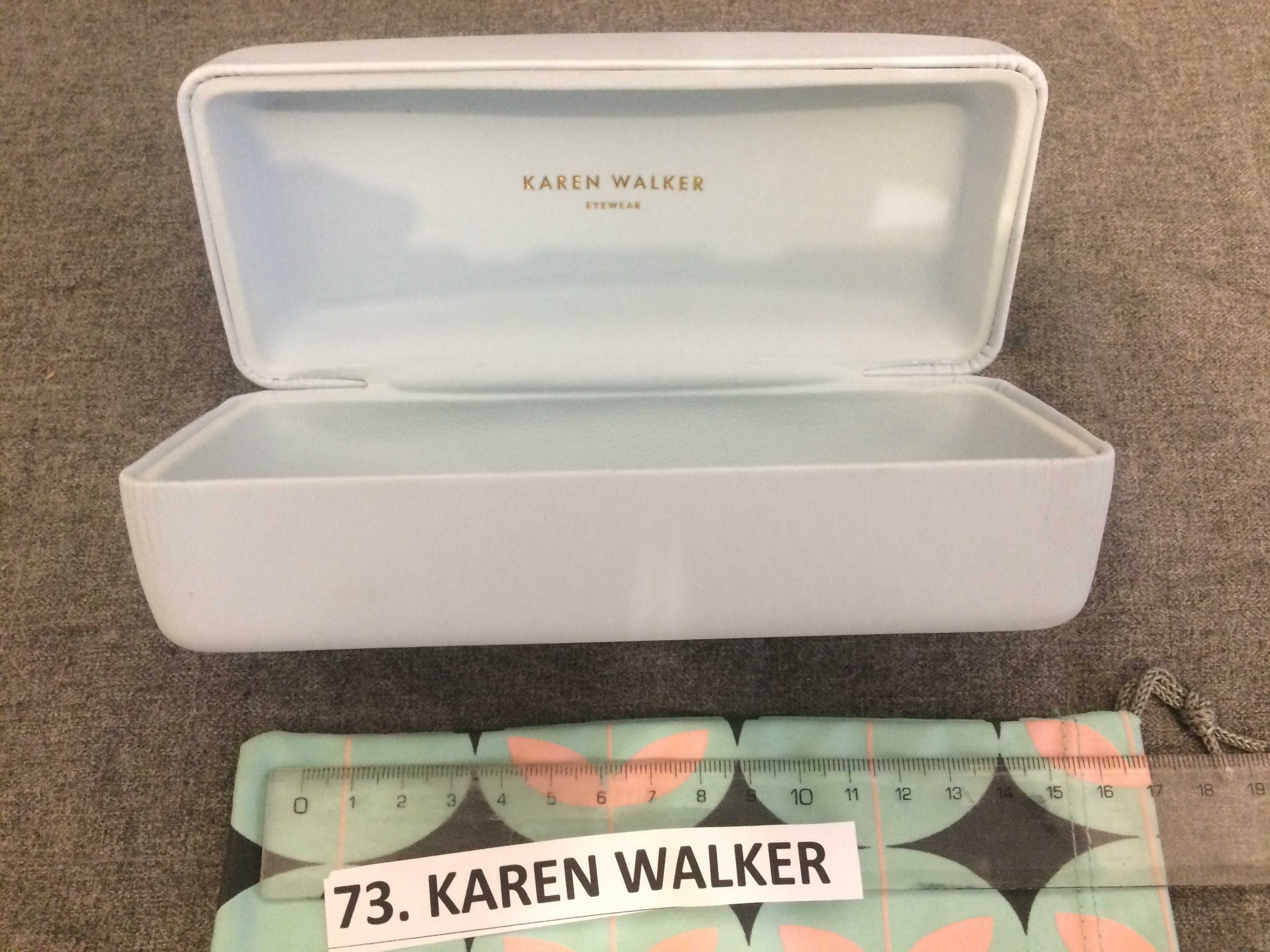 KAREN WALKER or. twarde etui na okulary, NOWE, worek, chustka negocjuj