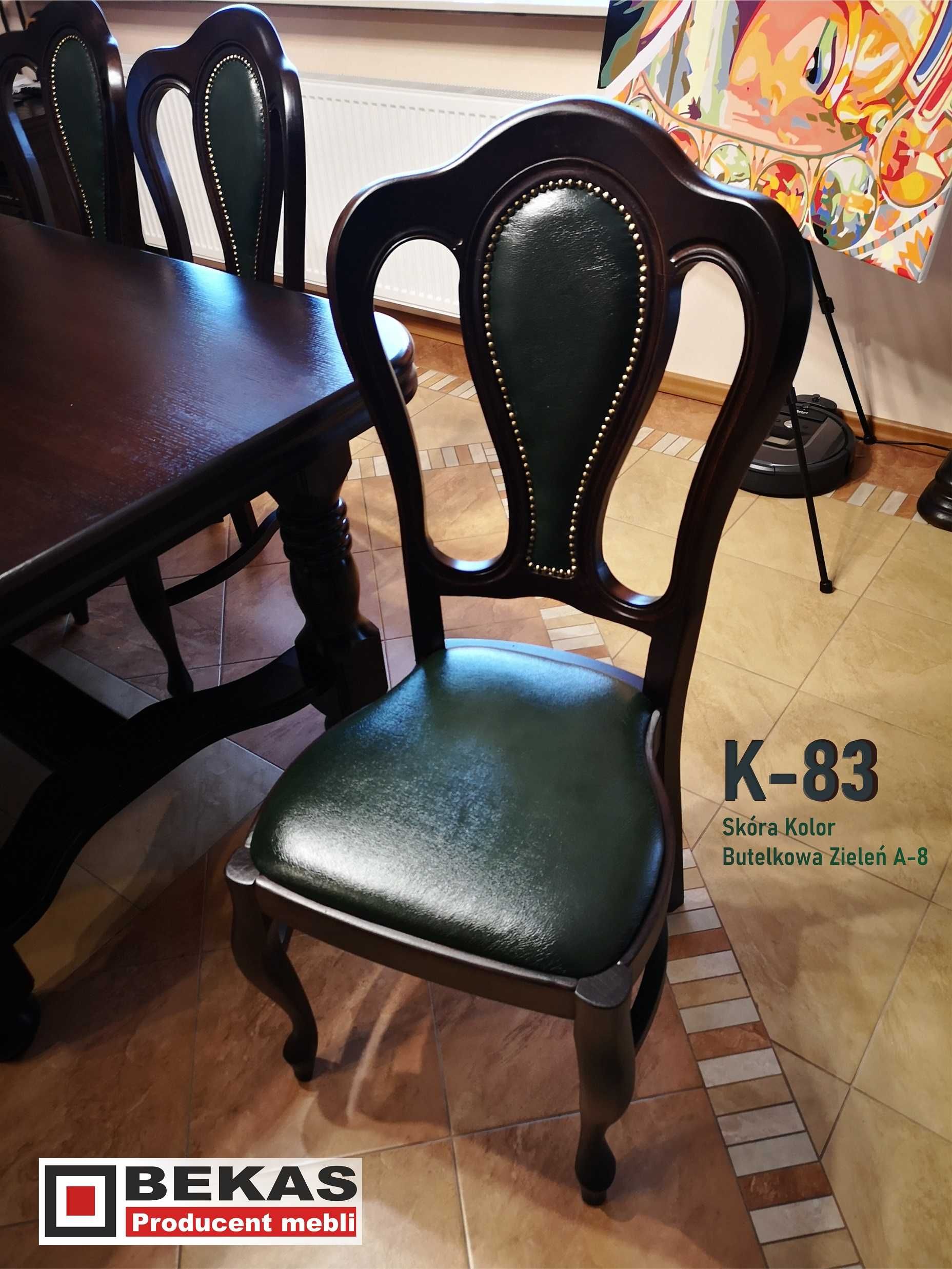 Zestaw do Salonu Stół S-23 Dąb + 6 Krzeseł Skóra Materiał Włoski Bekas