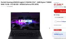 NOVO 6 Anos Garantia! - Legion 5 15ACH6 Ryzen 7 5800H 16 GB - RTX 3070