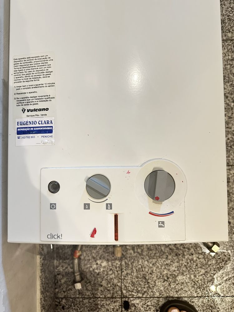 Esquentador Vulcano de botija de gas nao ventilado